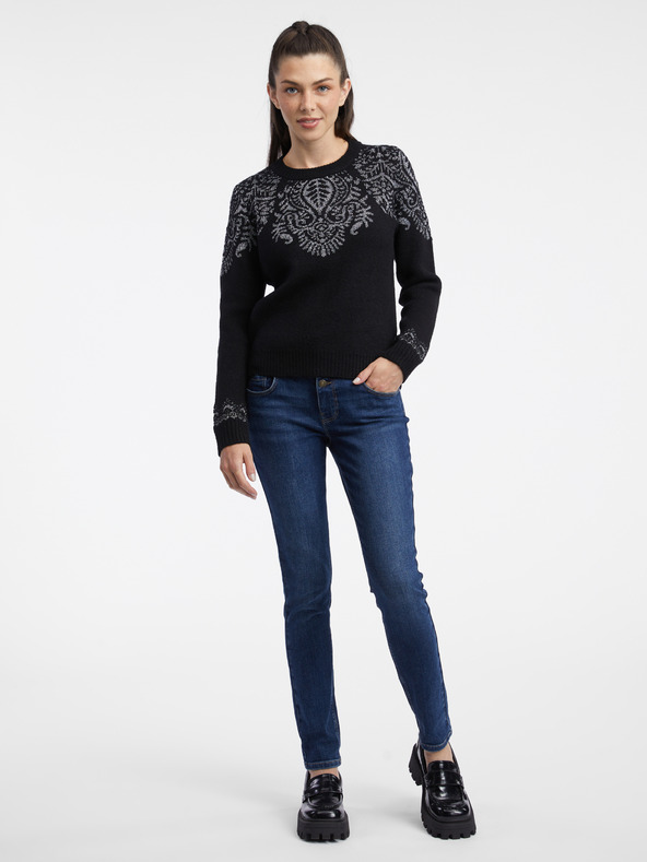 Orsay Черен дамски пуловер с десен ORSAY