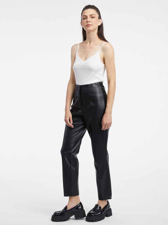 Orsay Черен дамски панталон от изкуствена кожа ORSAY