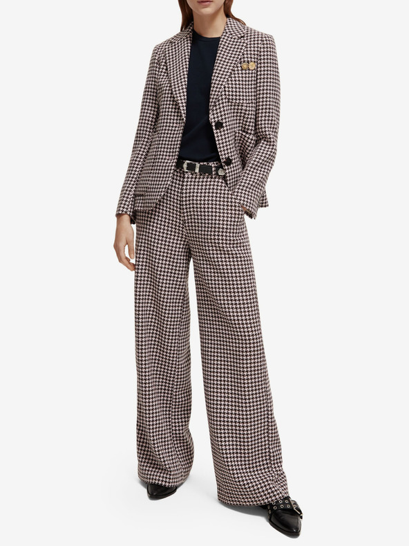 Scotch & Soda Бежови дамски панталони с шарки от вълнена смес Scotch & Soda