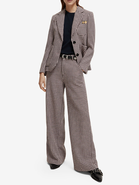 Scotch & Soda Бежови дамски панталони с шарки от вълнена смес Scotch & Soda