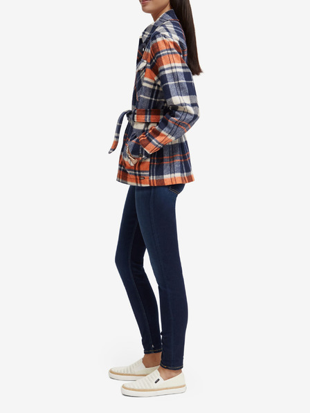 Scotch & Soda Синьо дамско леко късо палто със смес от вълна Scotch & Soda