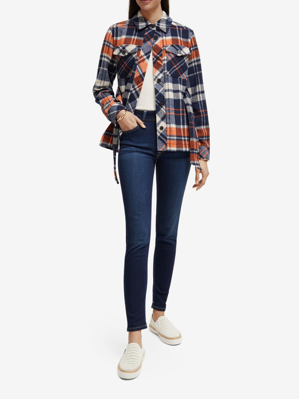 Scotch & Soda Синьо дамско леко късо палто със смес от вълна Scotch & Soda