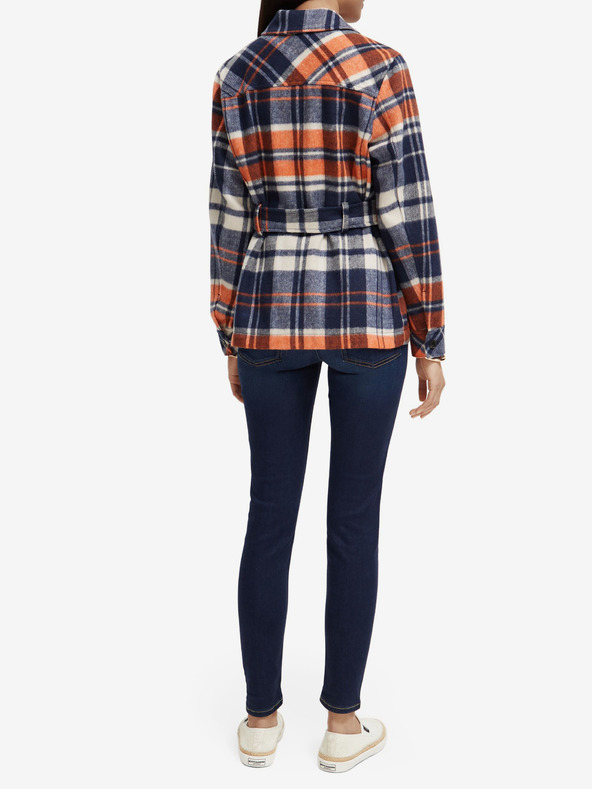 Scotch & Soda Синьо дамско леко късо палто със смес от вълна Scotch & Soda