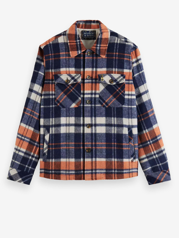 Scotch & Soda Синя мъжка риза Олекотено яке със смес от вълна Scotch & Soda