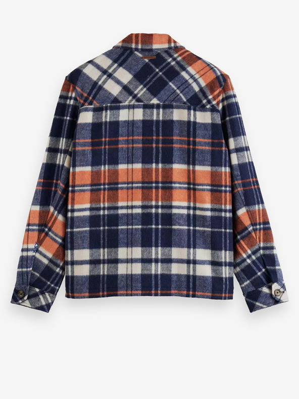 Scotch & Soda Синя мъжка риза Олекотено яке със смес от вълна Scotch & Soda