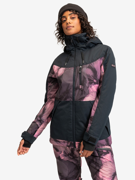Roxy Roxy Presence Parka черно и розово дамско ски яке с цветя