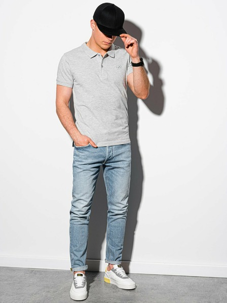 Ombre Clothing Светлосиво мъжко основно поло Ombre Clothing