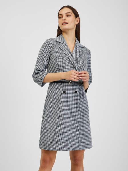 Orsay Бяло-черна дамска рокля с десен ORSAY