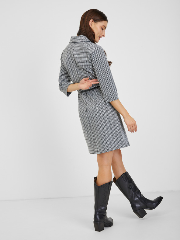 Orsay Бяло-черна дамска рокля с десен ORSAY