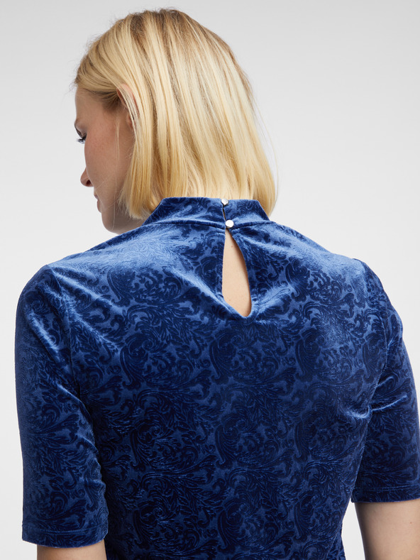 Orsay Тъмносин дамски кадифен топ с десен ORSAY