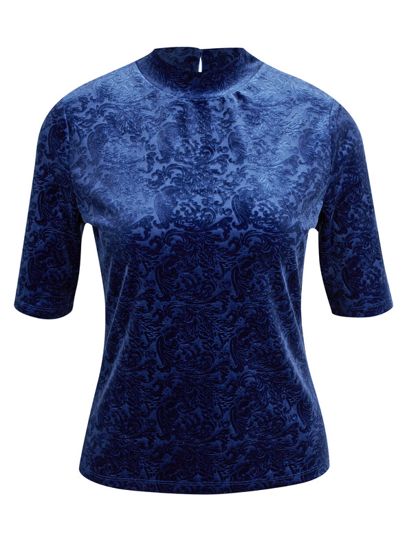 Orsay Тъмносин дамски кадифен топ с десен ORSAY