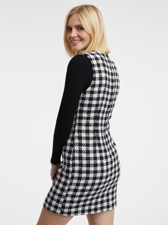 Orsay Бяло-черна дамска рокля на каре ORSAY