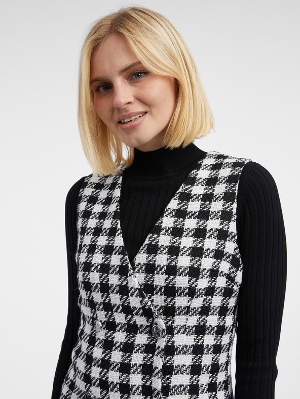 Orsay Бяло-черна дамска рокля на каре ORSAY