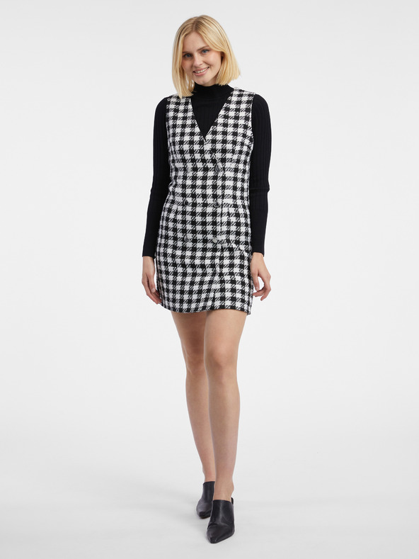 Orsay Бяло-черна дамска рокля на каре ORSAY