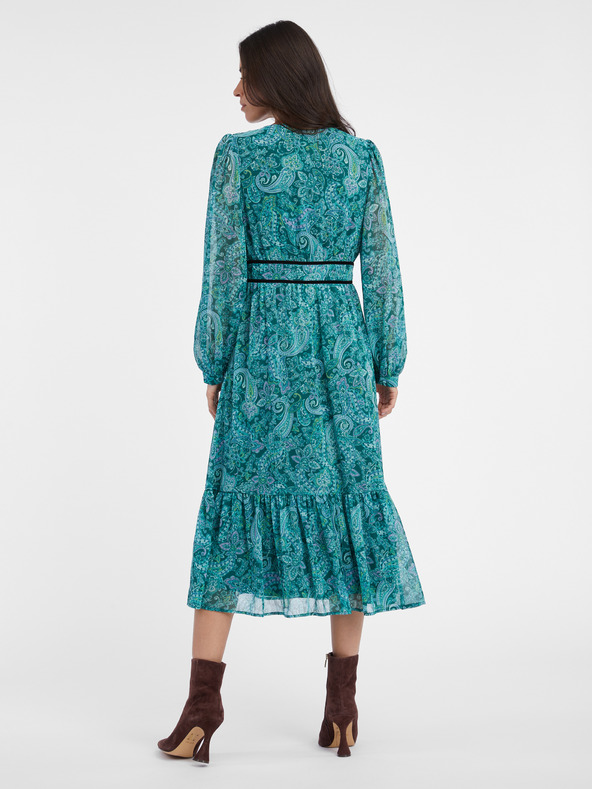 Orsay Тюркоазена дамска миди рокля с десен ORSAY