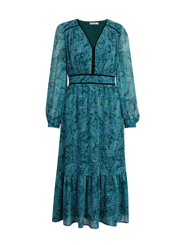 Orsay Тюркоазена дамска миди рокля с десен ORSAY