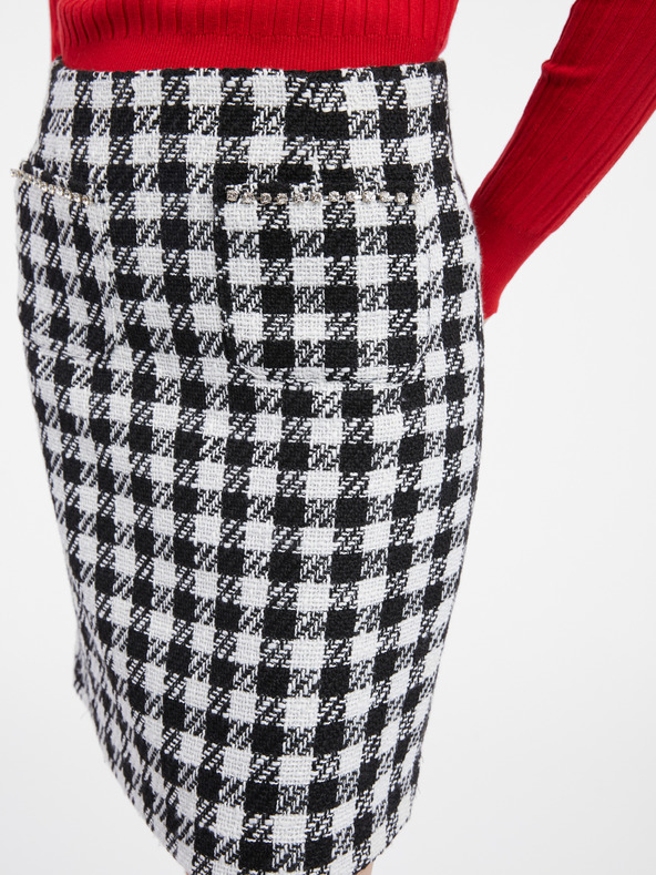 Orsay Дамска пола на бяло и черно каре ORSAY