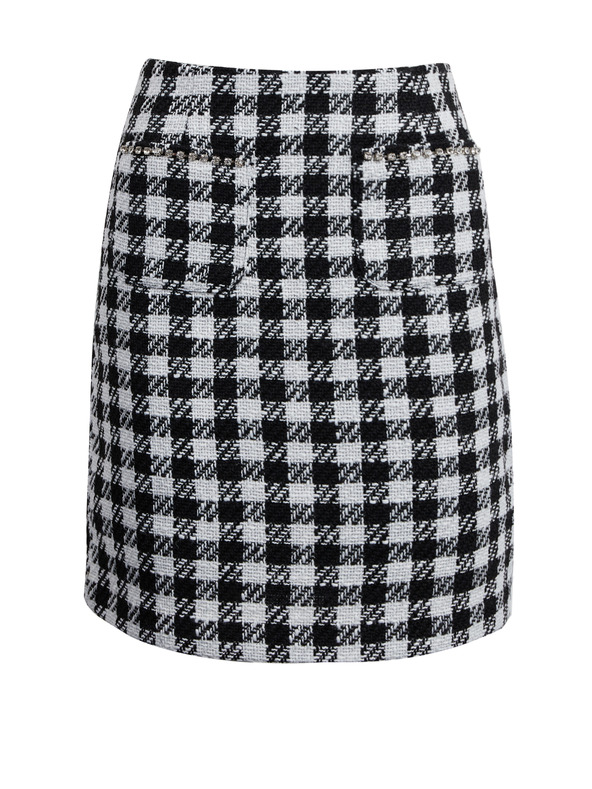 Orsay Дамска пола на бяло и черно каре ORSAY