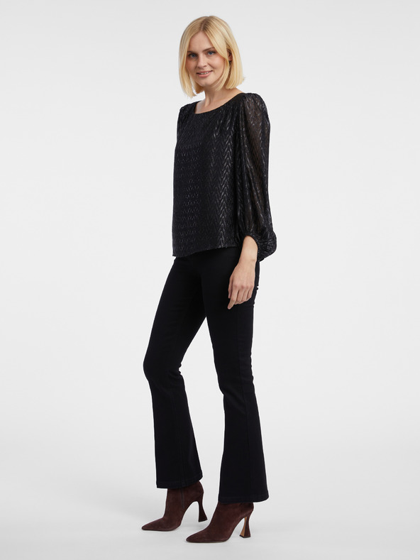 Orsay Черна дамска блуза с десен ORSAY