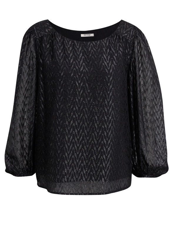 Orsay Черна дамска блуза с десен ORSAY