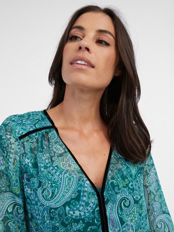 Orsay Тюркоазена дамска блуза с десен ORSAY