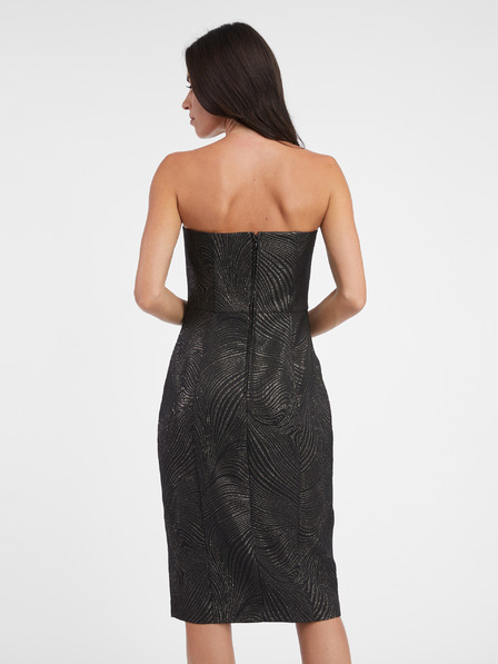 Orsay Черна дамска рокля по тялото с десен ORSAY