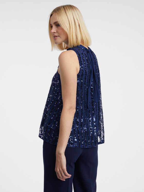 Orsay Тъмносиня дамска блуза с пайети ORSAY