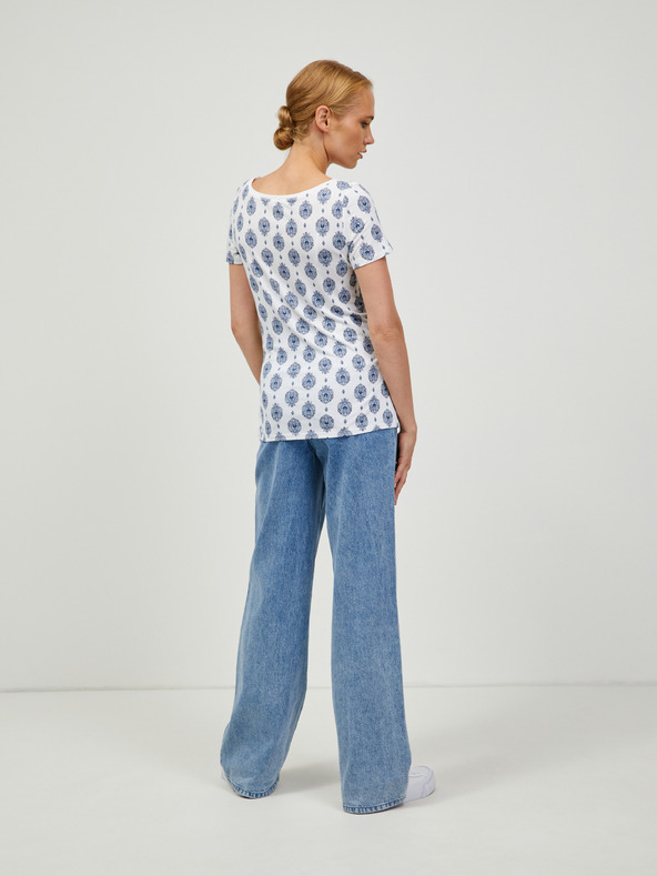 Orsay Синьо-бяла тениска с десен ORSAY