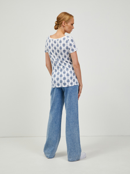 Orsay Синьо-бяла тениска с десен ORSAY