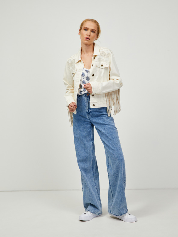 Orsay Синьо-бяла тениска с десен ORSAY