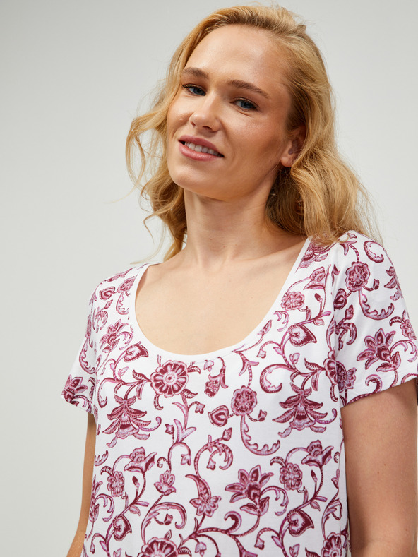 Orsay Винено-бяла тениска с десен ORSAY