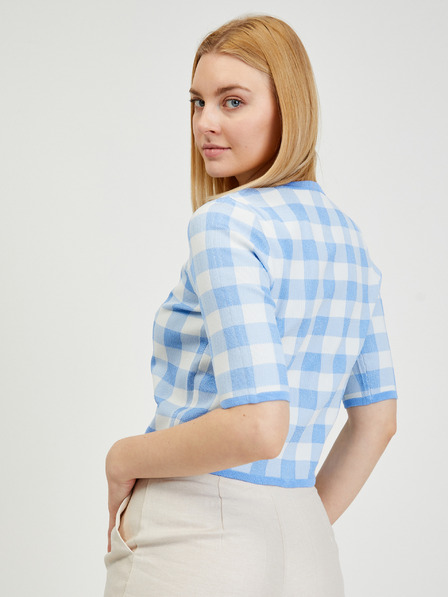 Orsay Светлосиня дамска жилетка на каре ORSAY