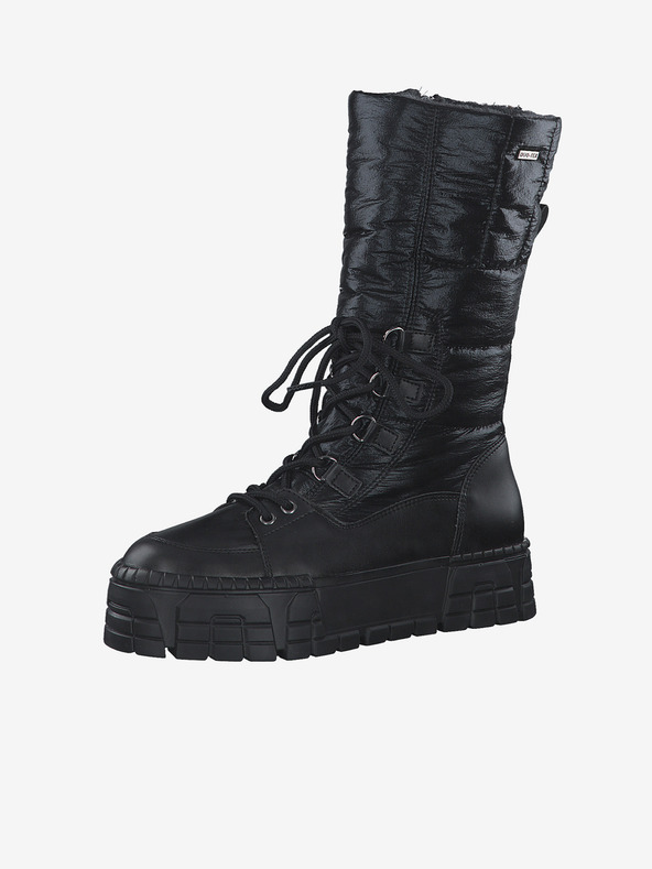 Tamaris Черни дамски боти с естествен пух Tamaris