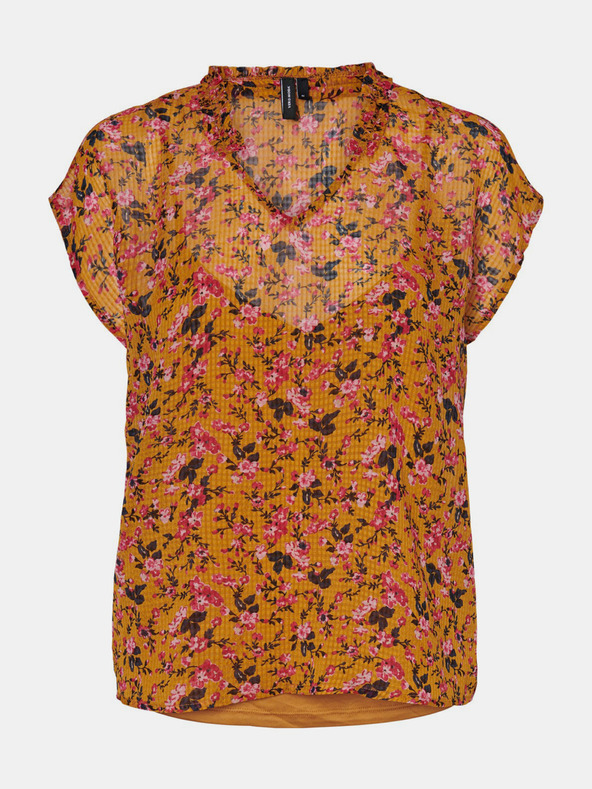 Vero Moda Горчица блуза на цветя VERO MODA Vilde