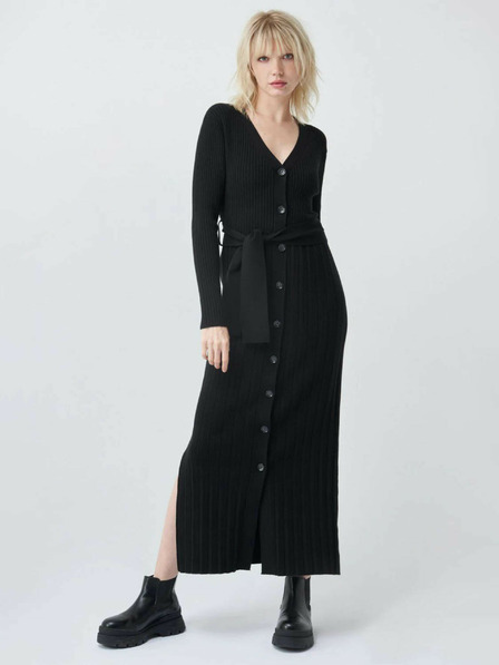 Salsa Jeans Черна дамска дълга рокля от еластично трико Salsa Jeans