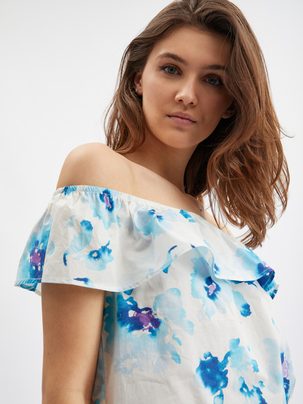 Orsay Синьо-бяла дамска блуза на цветя ORSAY