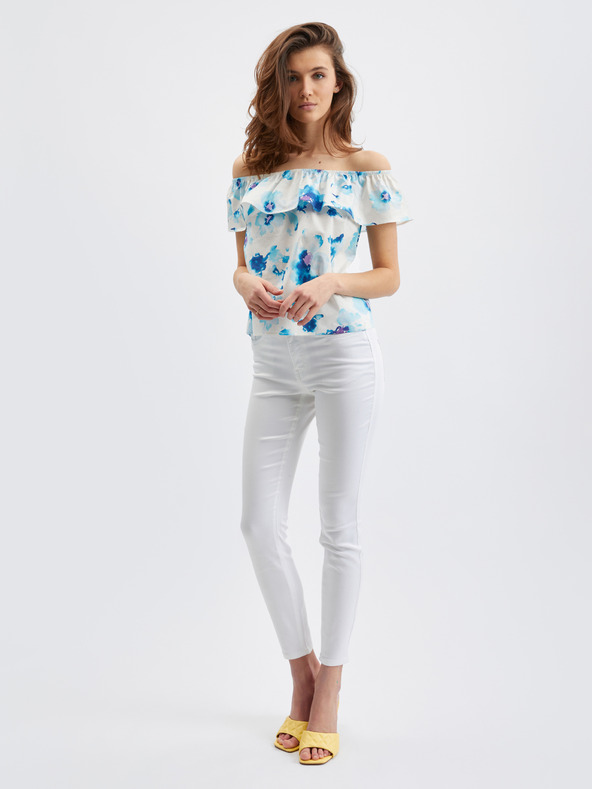 Orsay Синьо-бяла дамска блуза на цветя ORSAY