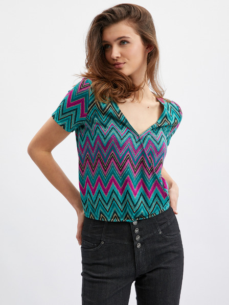 Orsay Розово-зелена дамска тениска с десен ORSAY