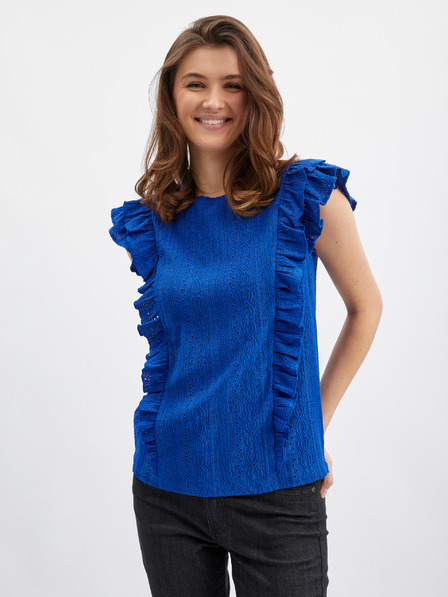 Orsay Синя дамска тениска с волан ORSAY