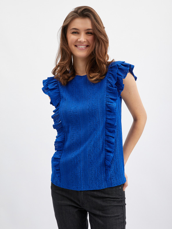 Orsay Синя дамска тениска с волан ORSAY