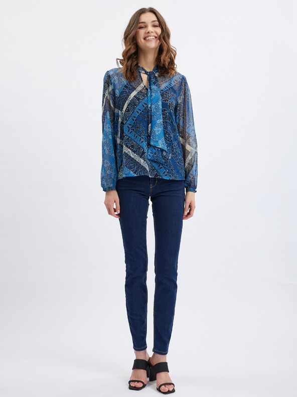 Orsay Тъмносиня дамска блуза с десен ORSAY