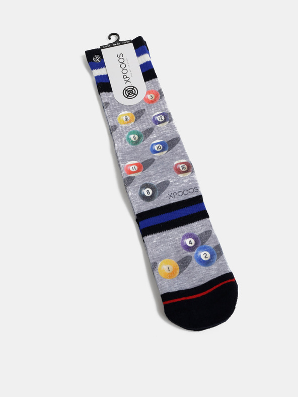 XPOOOS Сиви мъжки чорапи с шарка XPOOOS
