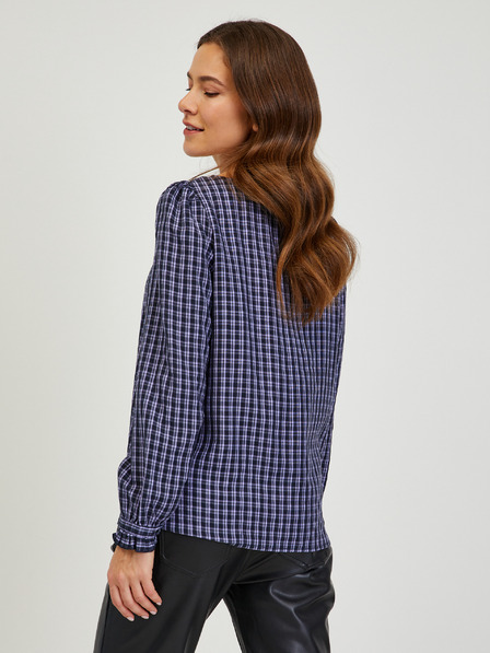Orsay Тъмносиня блуза на каре ORSAY