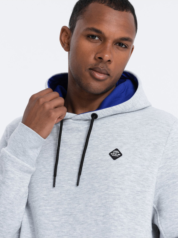 Ombre Clothing Светлосив мъжки суитшърт s качулка Ombre Clothing