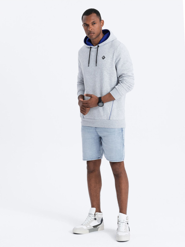 Ombre Clothing Светлосив мъжки суитшърт s качулка Ombre Clothing