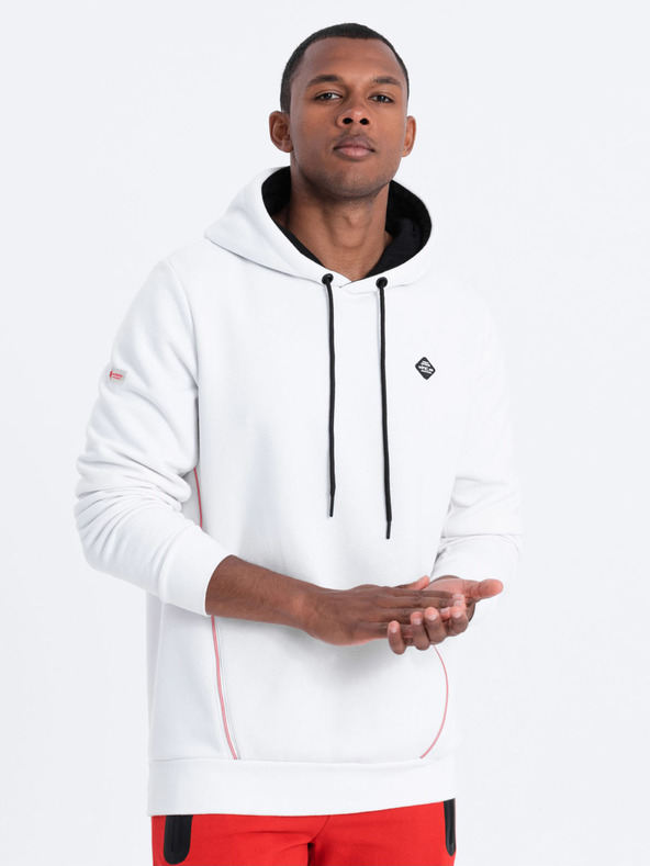 Ombre Clothing Бял мъжки суитшърт с качулка Ombre Clothing