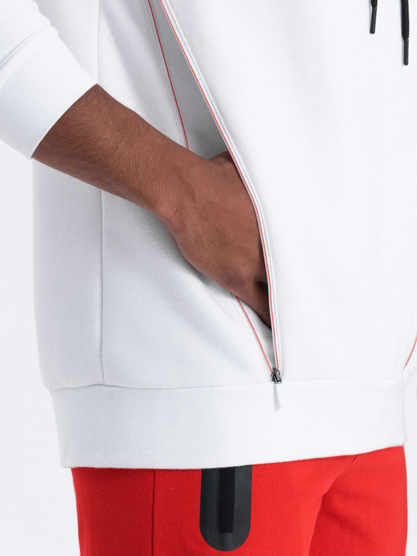 Ombre Clothing Бял мъжки суитшърт с качулка Ombre Clothing