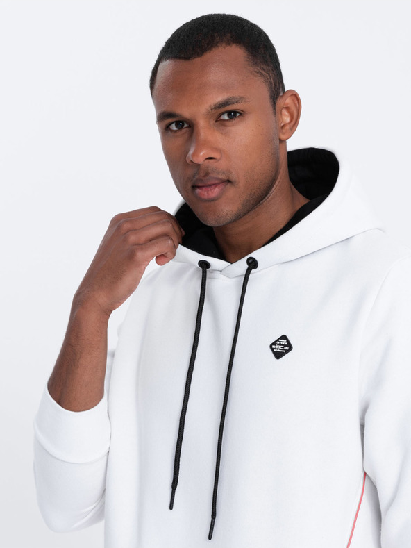 Ombre Clothing Бял мъжки суитшърт с качулка Ombre Clothing
