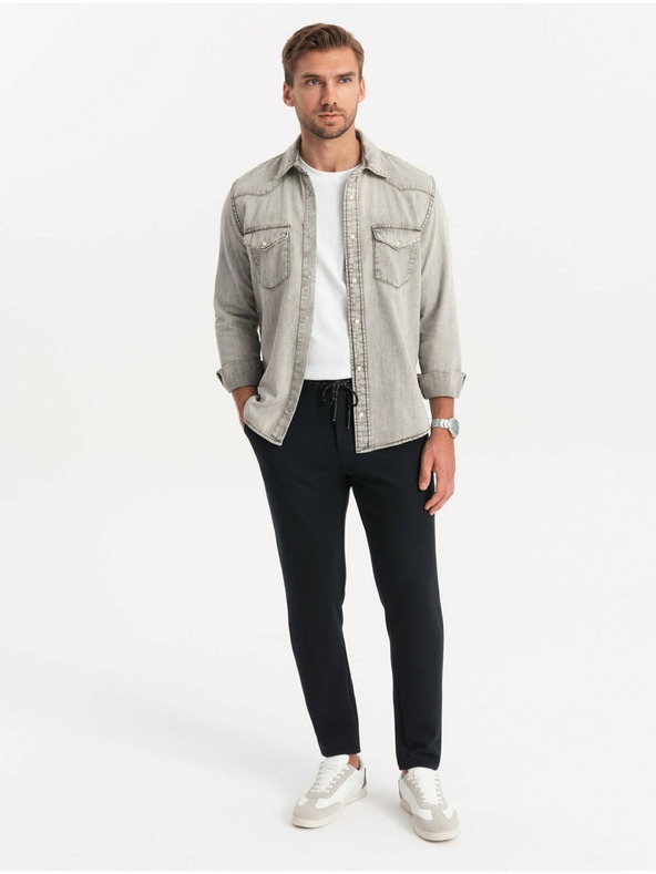 Ombre Clothing Черни мъжки панталони Ombre Clothing