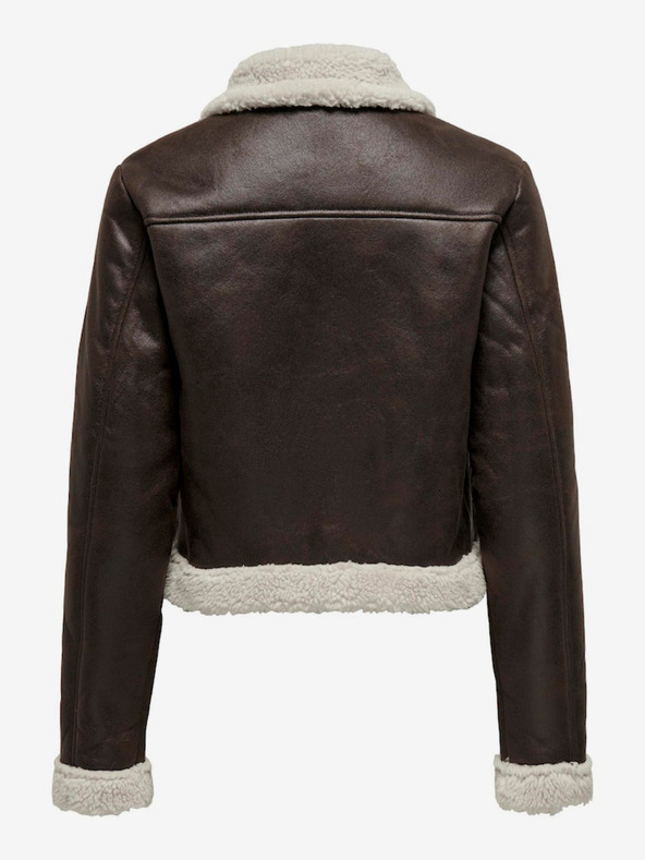 ONLY Тъмнокафяво дамско яке от изкуствена кожа ONLY Betty